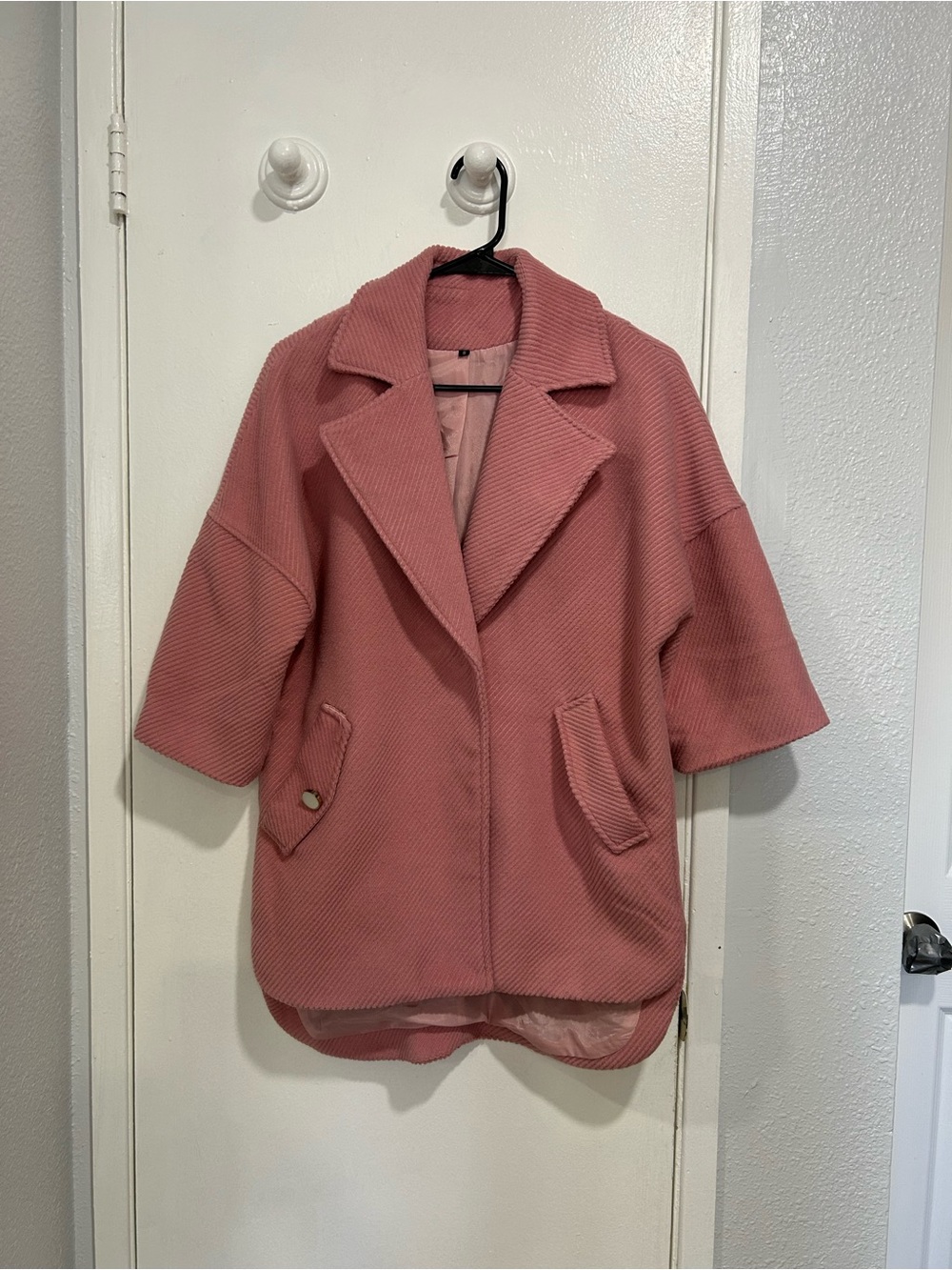 SHEIN Dusty Rose Oversized Pea Coat